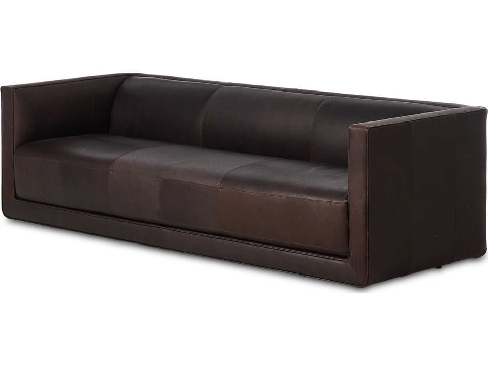 Phillip 4-Seat Top-Grain Leather Sofa in Heirloom Cigar