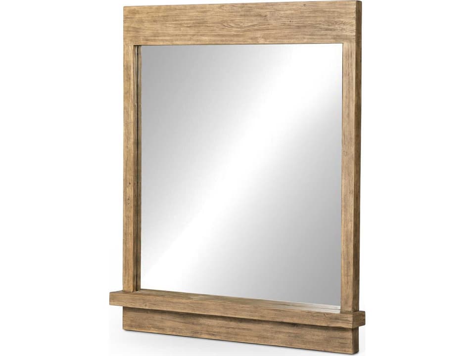 Wells Ledge Rectangular Wall Mirror in Distressed Light Pine