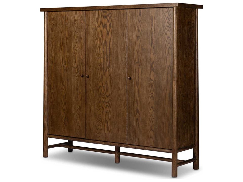 Wells Dark Toasted Oak Veneer Brown Wood Accent Chest