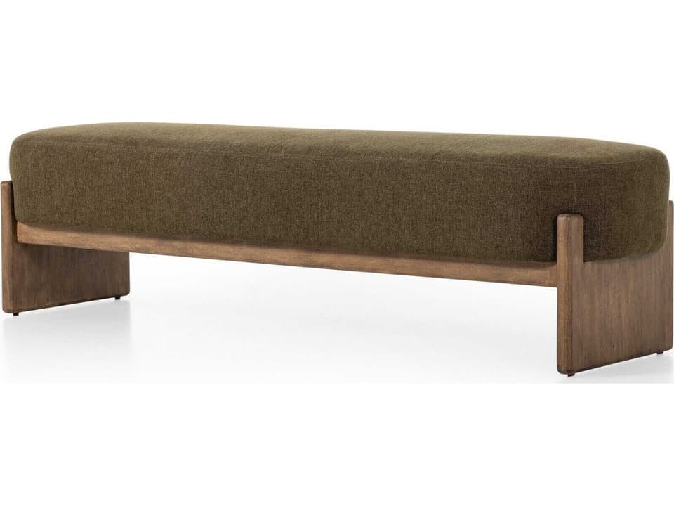 Kensington Kirby Green Fur Accent Bench