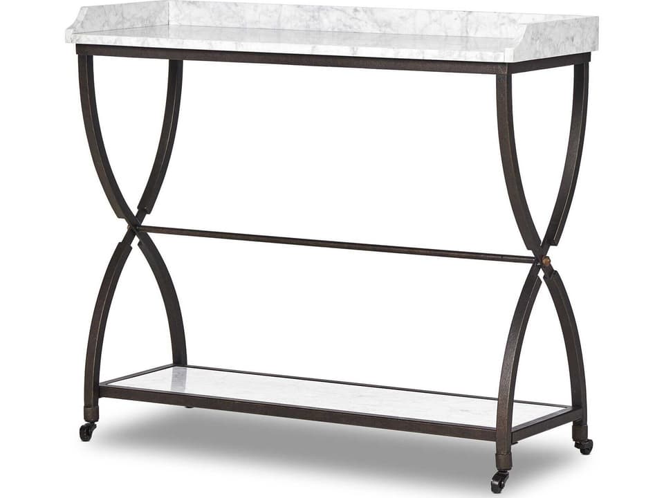 Van Thiel Six Beers Console Table Honed White Marble