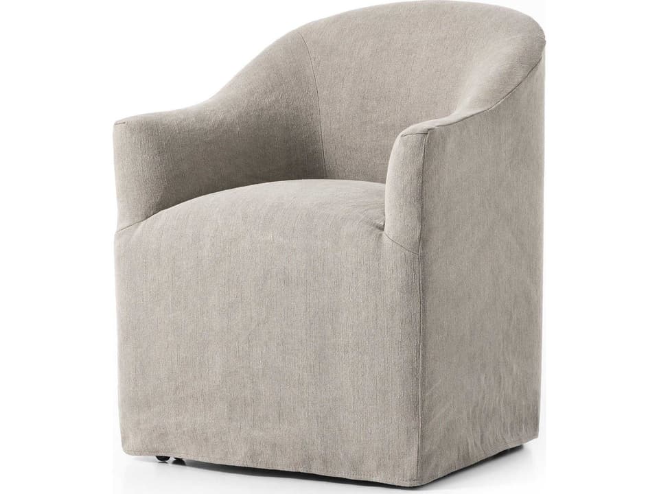 Cove Upholstered Barrel Dining Chair in Heather Twill Stone