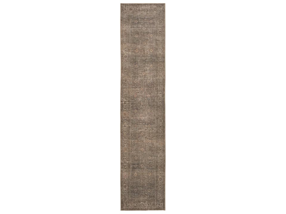 Lucca Bordered Runner Area Rug with Distressed Oriental Pattern