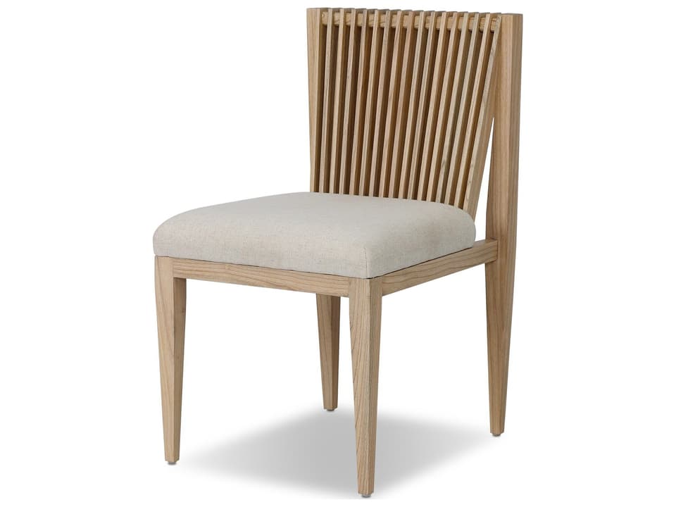 Madura Sungkai Wood Upholstered Armless Dining Side Chair in Smoked Natural