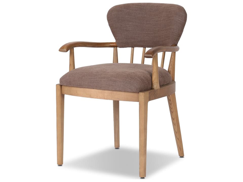 Houghton Ash Wood Natural Upholstered Arm Dining Chair