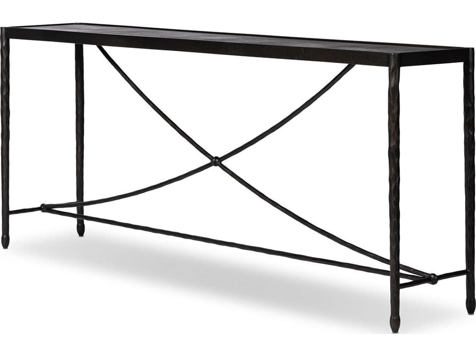 Westgate Jade Rectangular Metal Console Table in Textured Bronze