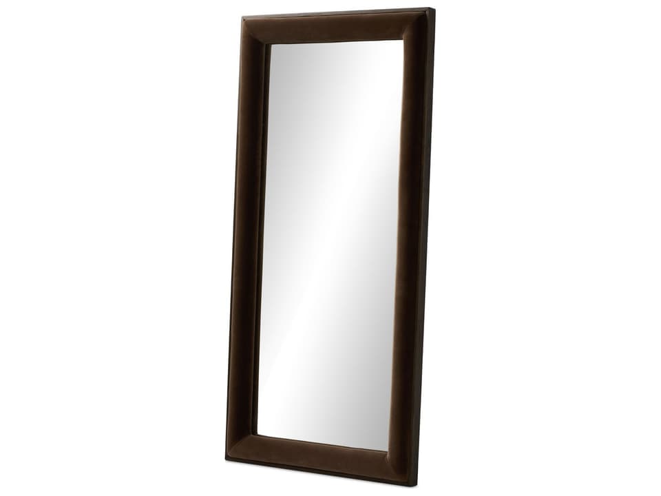 Allston Floor Mirror with Warm Ash Veneer and Fabric Frame