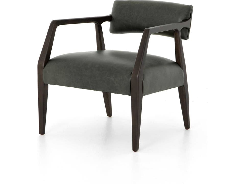Abbott Tyler Black Top-Grain Leather Accent Chair