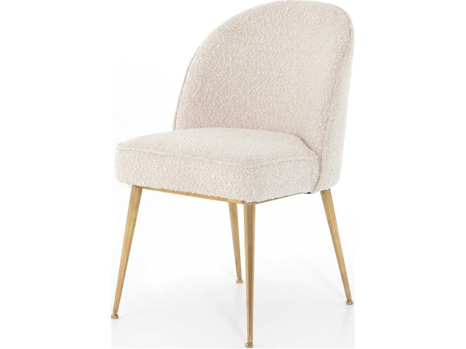 Jolin Upholstered Side Dining Chair in Knoll Natural with Satin Brass Legs