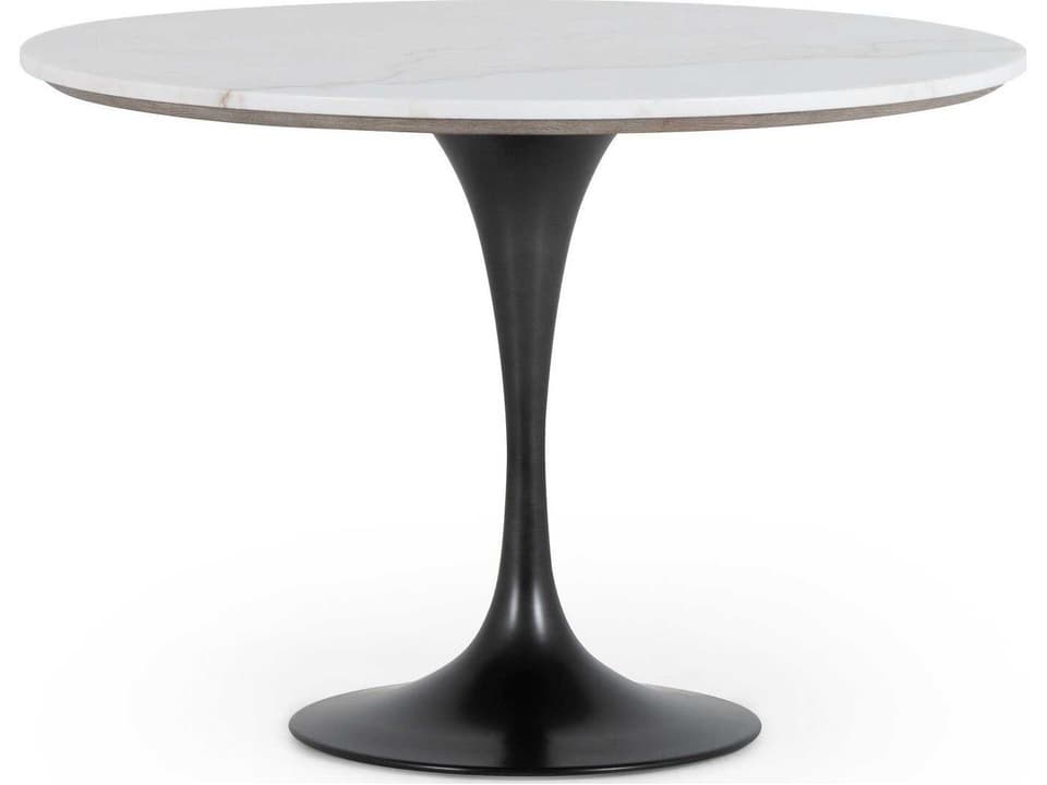 Powell Dining Table Round White Marble Top