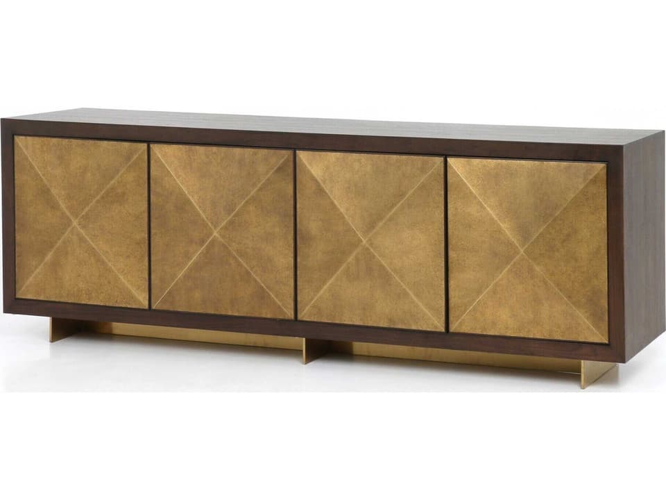 Enzo Glam Sideboard in Dark Walnut with Brass Clad Panels