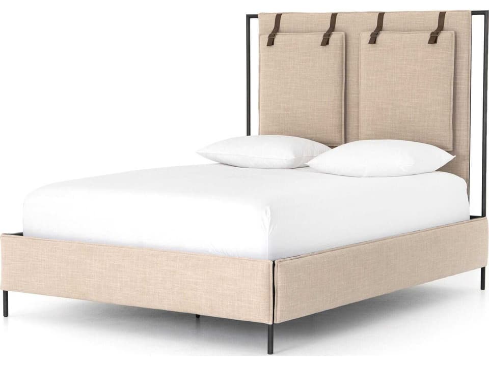 Irondale Leigh Upholstered Queen Bed in Palm Ecru