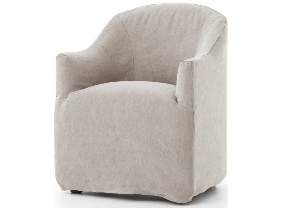 Cove Heather Twill Stone Upholstered Dining Armchair