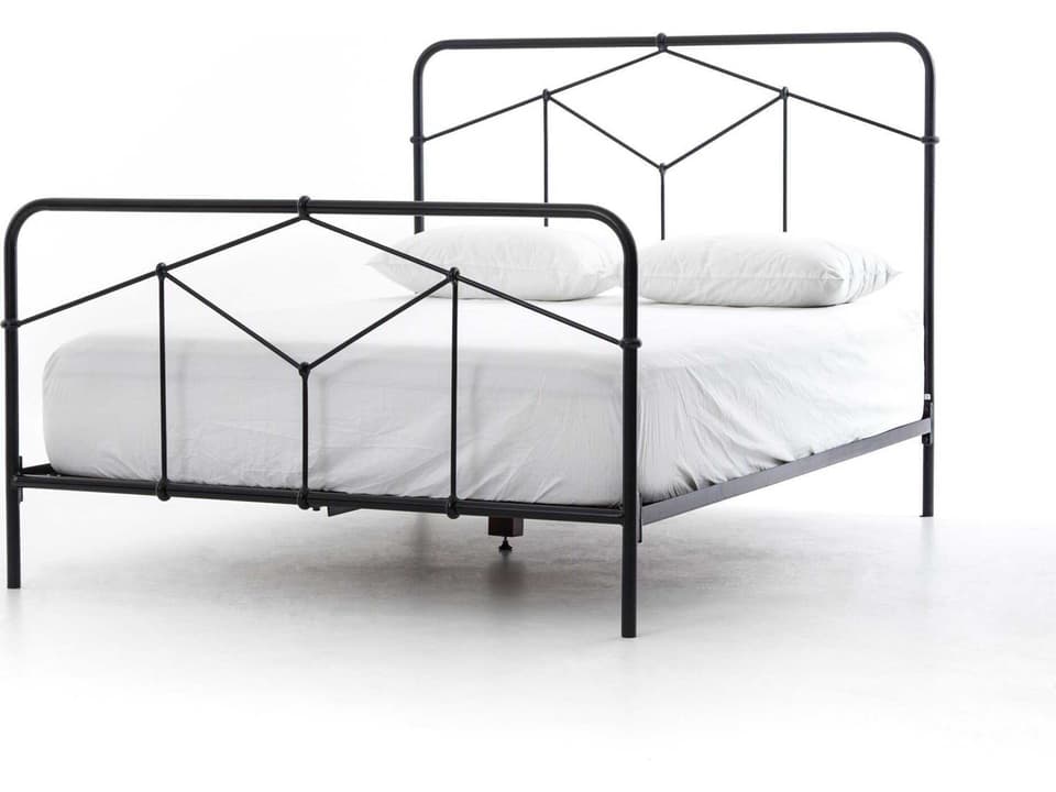 Primitive Casey King Panel Bed in Sandblasted Vintage Black Iron