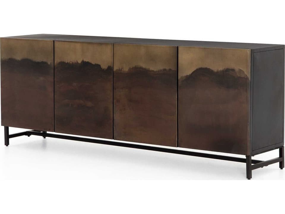 Stormy Sideboard Aged Brown Distressed Ombre Iron Storage Cabinet