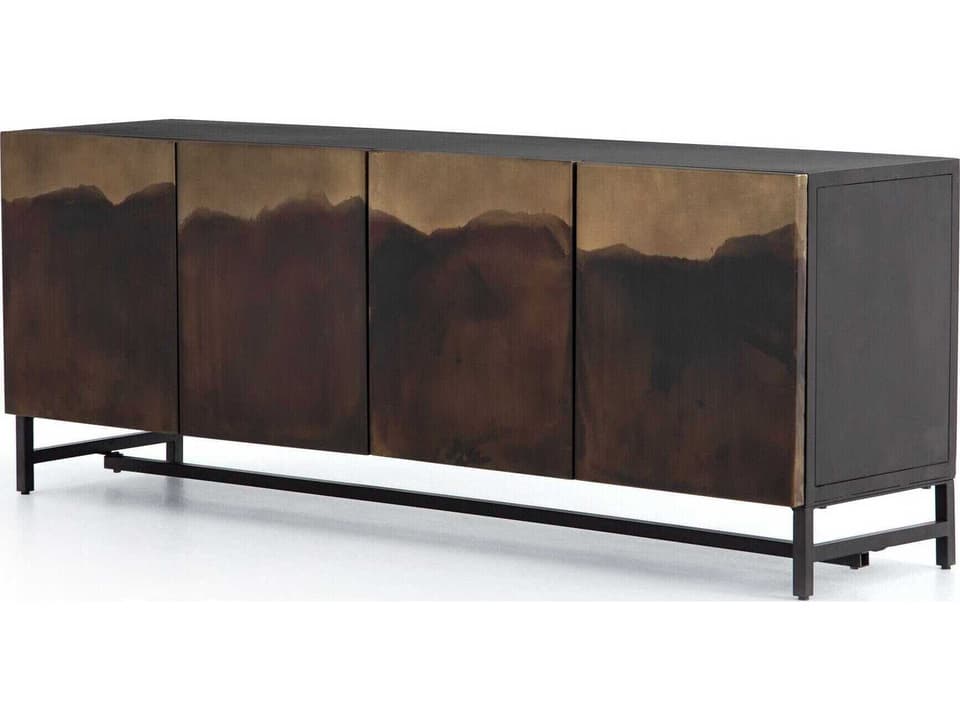 Stormy Iron Media Console in Distressed Ombre Aged Brown and Black
