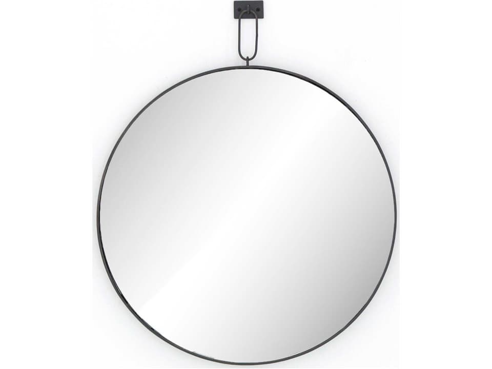 Hutton Vina Round Wall Mirror in Antiqued Iron Finish