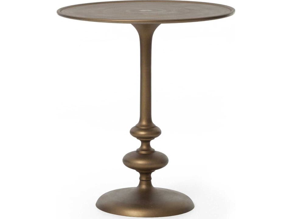 Marlow Matchstick Pedestal End Table in Matte Brass Cast Aluminum
