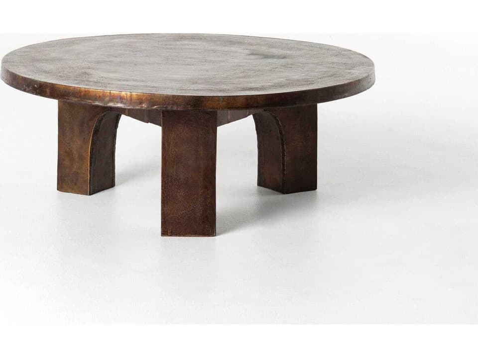Marlow Cruz Round Coffee Table in Antique Rust Cast Aluminum