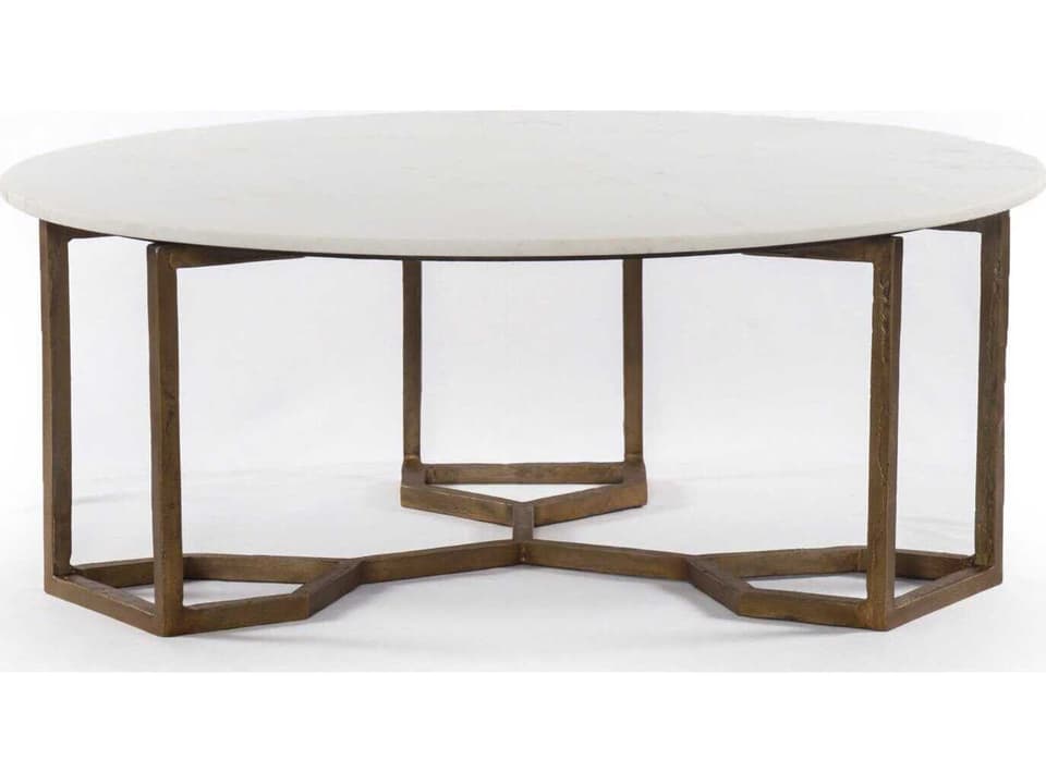 Naomi Round Coffee Table in Marble and Brass