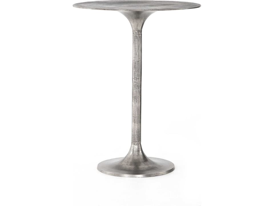 Simone 32-Inch Round Bar Table in Raw Antique Nickel