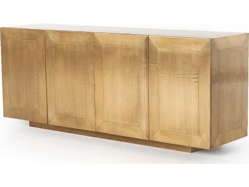 Freda Rockwell 72-Inch Sideboard Aged Brass Clad with Mango Wood