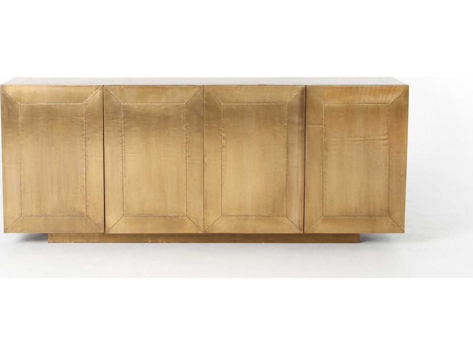 Globetrotter Freda 72" Mango Wood Grey Natural Brushed Brass Clad Sideboard