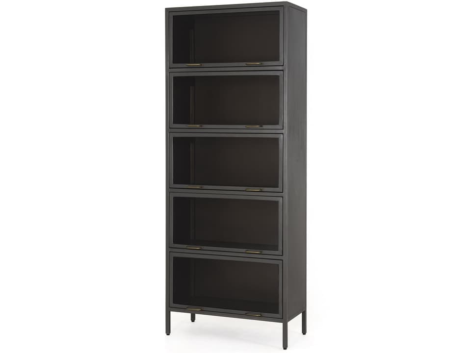 Globetrotter Aviva Barrister Smoked Glass Flat Brass Gunmetal Display Cabinet