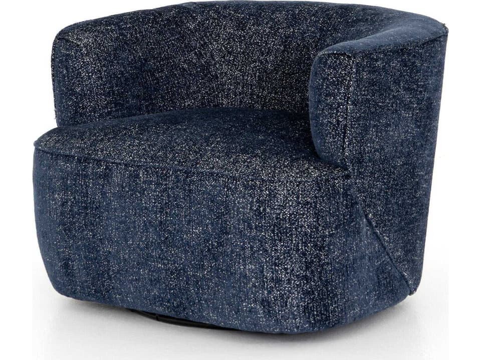 Atelier Mila Swivel Blue Fabric Accent Chair