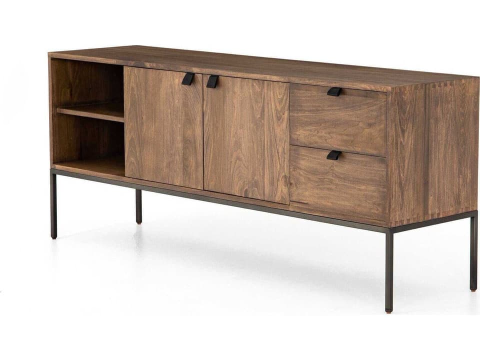 Fulton Trey Media Console Auburn Poplar with Leather Pulls