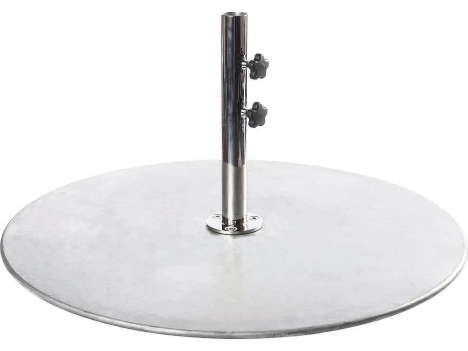 36 Inch Round Galvanized Steel Stackable Umbrella Base 150 lbs in Silver