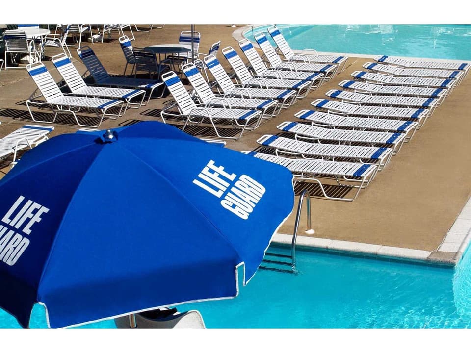 Frankford Lifeguard 6.5 Foot Hexagon Manual Patio Umbrella with Steel Ribs