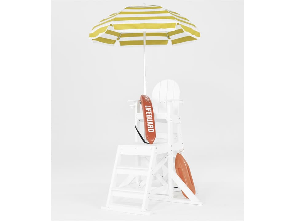 Frankford Outdoor Umbrellas Lifeguard Silver Anodized Centerpole Outdoor Umbrella - Fiberglass Ribs - Striped Fabric