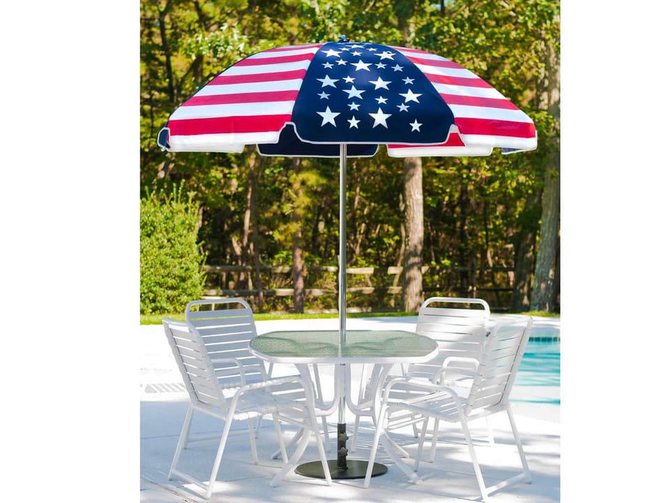 Laurel 7.5 Foot Octagon Push Up Patio Umbrella in Silver Anodized