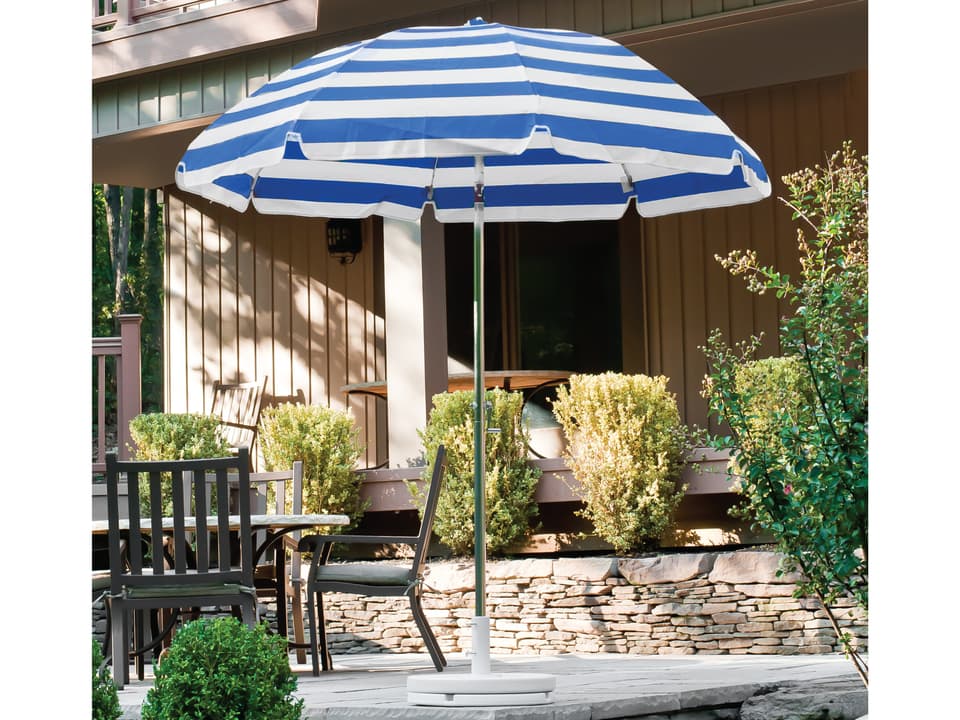 Laurel 7.5 Foot Octagon Steel Silver Anodized Crank Tilt Outdoor Umbrella