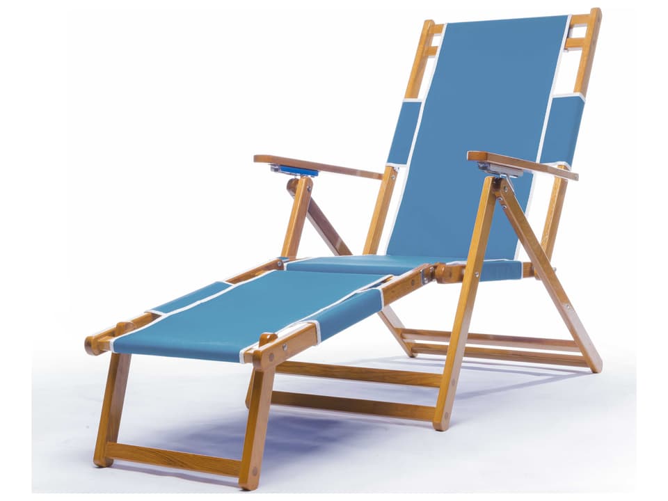 Oak Wood Beach Lounge Chair with Detachable Footrest