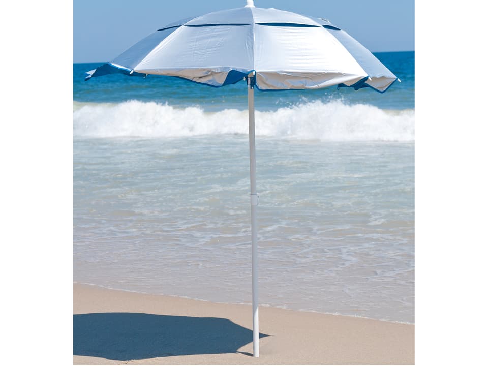 Frankford 6 Foot Hexagon Outdoor Umbrella with Push Button Tilt in White