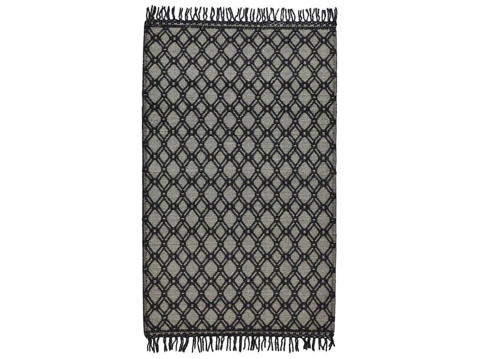 Phoenix Geometric Area Rug in Black and Ivory