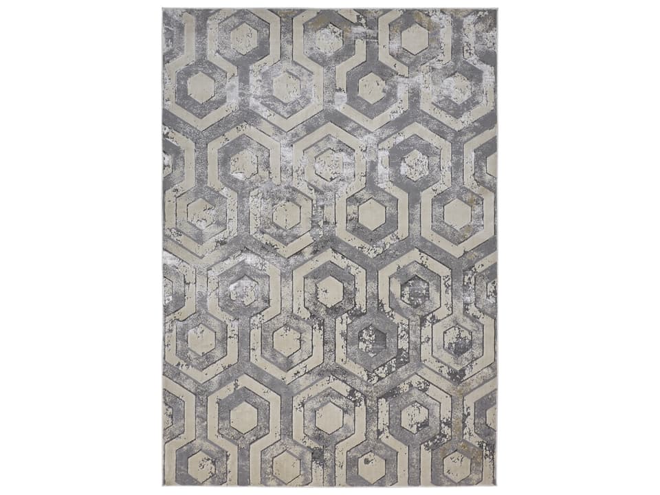 Micah Geometric Area Rug in Beige and Gray