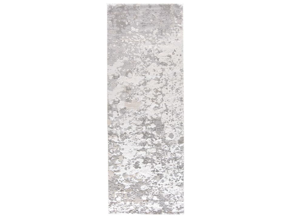 Feizy Micah Abstract Geometric Runner Rug in Silver Gray