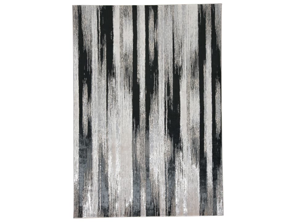 Micah Abstract Area Rug in Black and Silver
