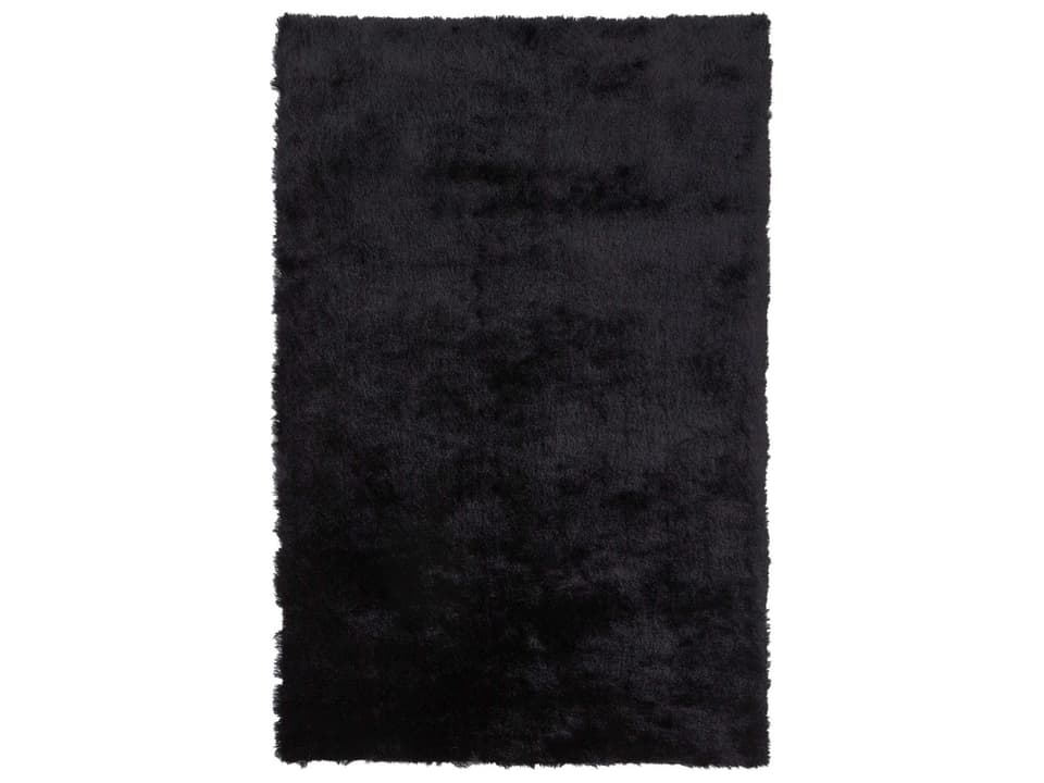 Indochine Black Polyester Shag Area Rug