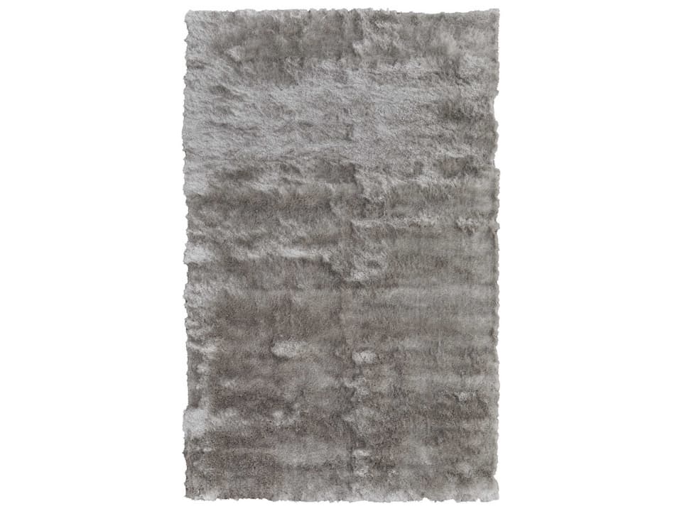 Indochine Modern Solid Gray Silver Round Shag Area Rug
