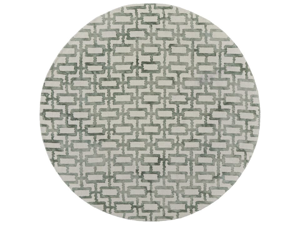 Lorrain 10-Foot Round Hand-Tufted Geometric Area Rug in Ivory Green