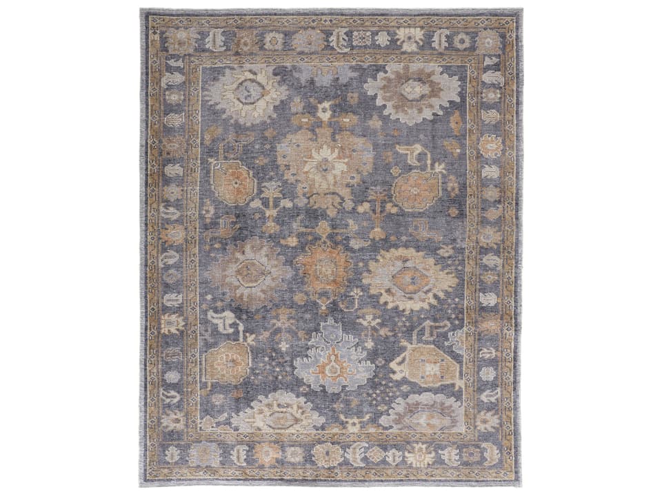 Feizy Wendover Hand-Knotted PET Yarn Rug in Charcoal Oushak Design