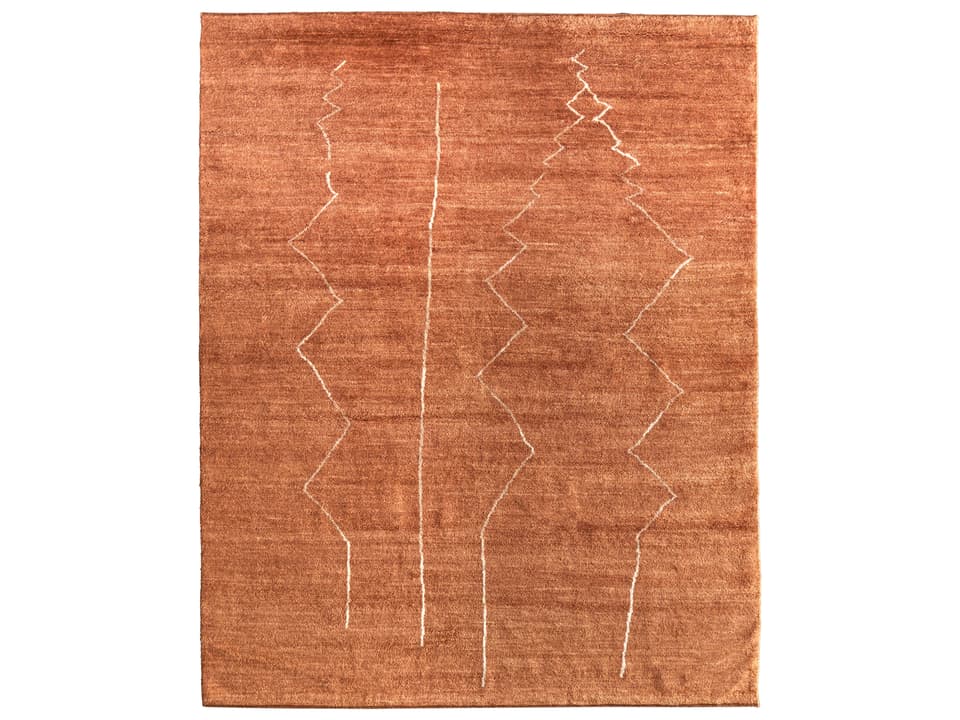 Agape Hand Knotted Wool Abstract Area Rug in Rust