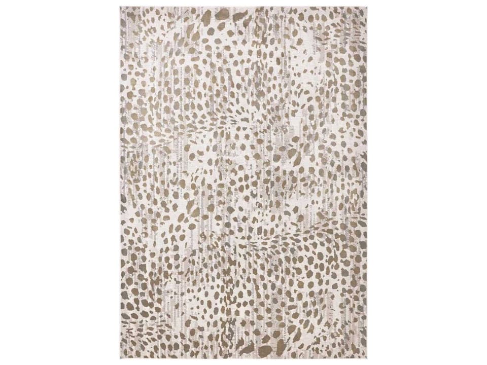 Waldor Modern Animal Print Area Rug in Brown Ivory and Tan