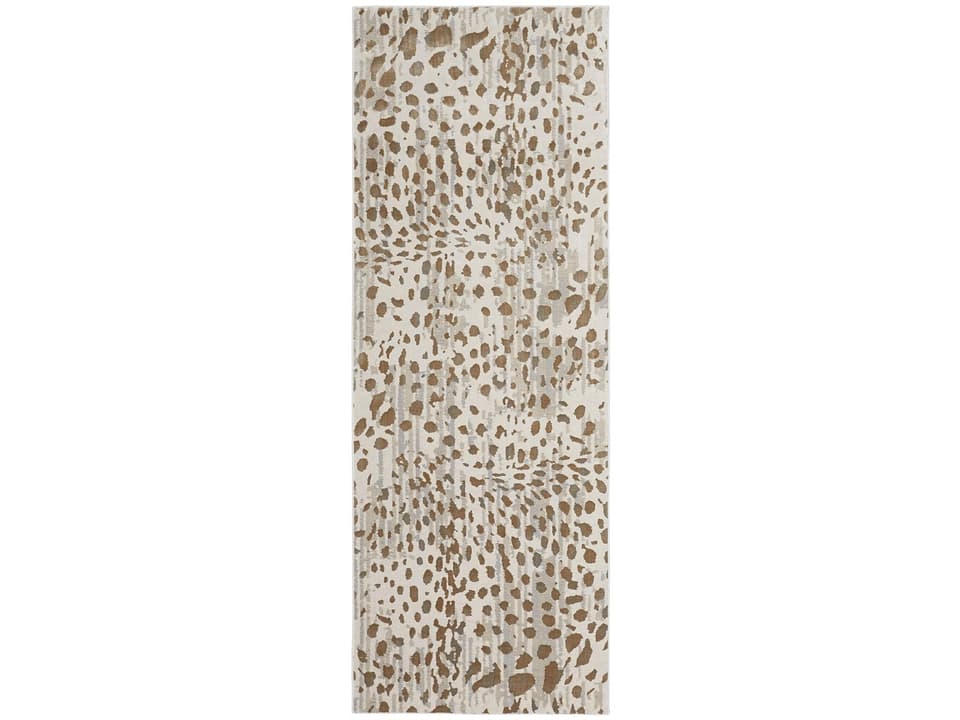 Waldor Modern Animal Print Runner Rug in Brown Ivory Tan