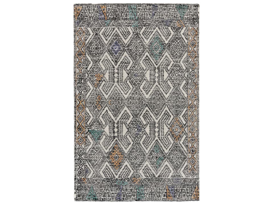 Arazad Geometric Abstract Hand Tufted Area Rug in Black Tangerine