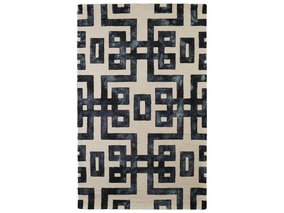 Feizy Lorrain Collection Mid-Century Modern Geometric Area Rug in Noir
